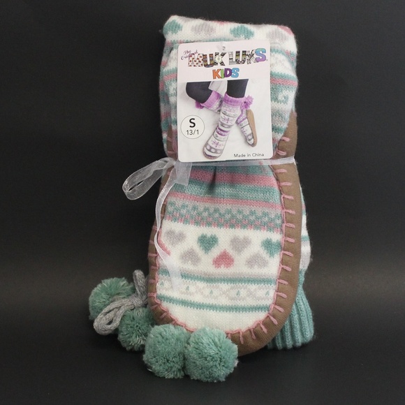 MukLuks Other - MUK LUKS Child Slipper Socks Hearts Waves NWT S-13